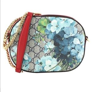 Gucci Chain Crossbody Bag Blooms Print GG Coated Canvas Mini